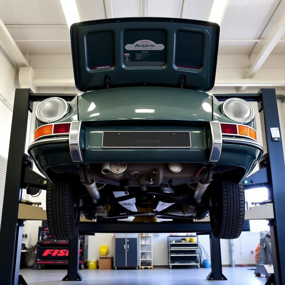 Porsche auf der Hebebühne